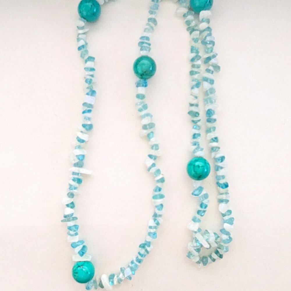 Sri Lankan Rainbow Moonstone Paraiba Apatite Turquoise Endless Necklace